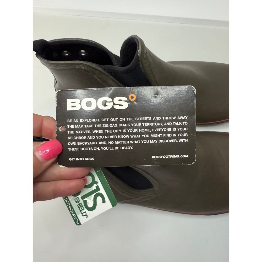 Bogs Hawthorne Mens Waterproof Rubber Chelsea Rain Boots Green 52412 Size 13 New - Picture 4 of 10